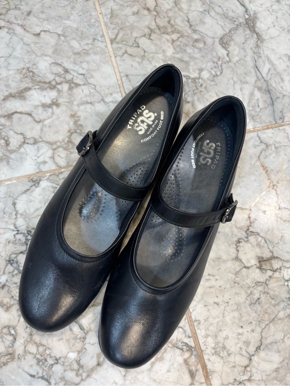 SAS Maria Black Leather Comfort Flats Women’s Size 9N